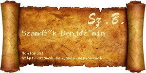Szamák Benjámin névjegykártya